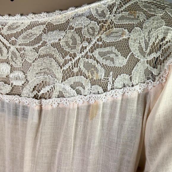 Vintage Jessica McClintock Drop Waist Dress Cottagecore Prairie Lace Pink Sz S - Picture 13 of 14